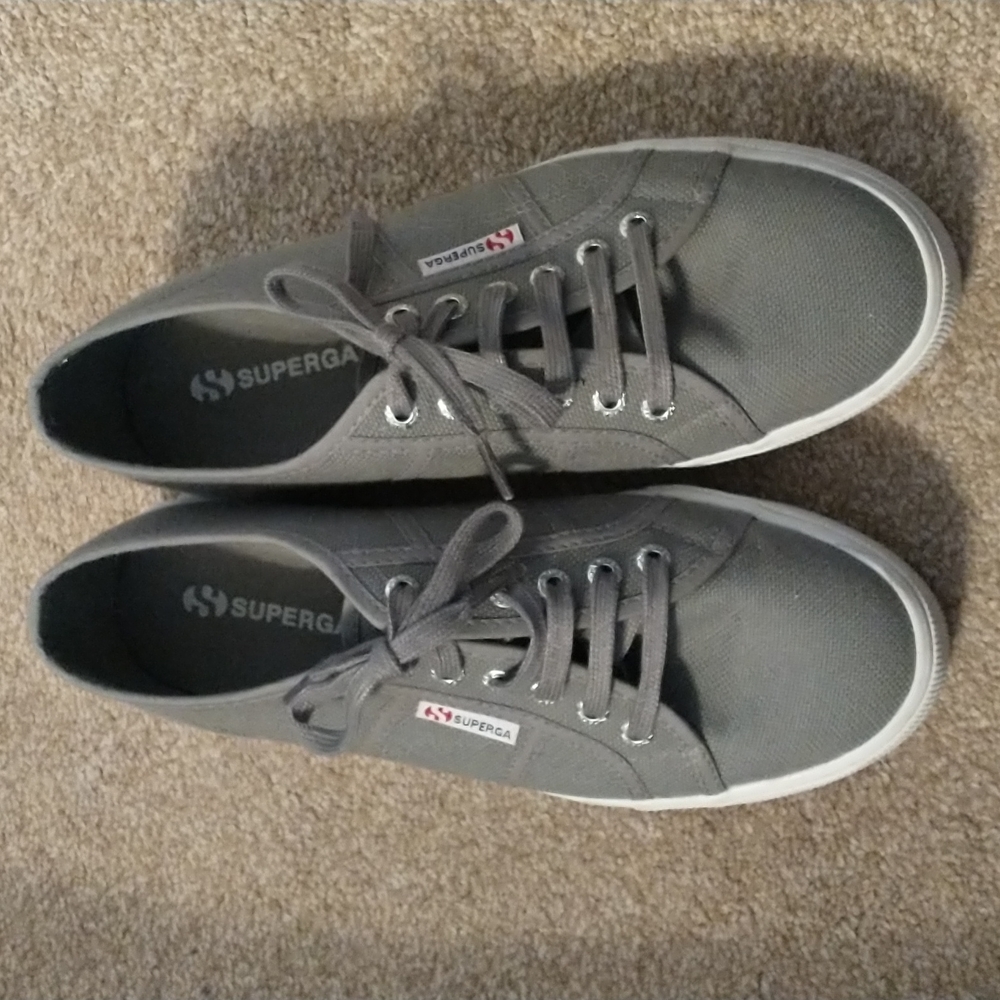 Superga Sage Gray Platform Shoes